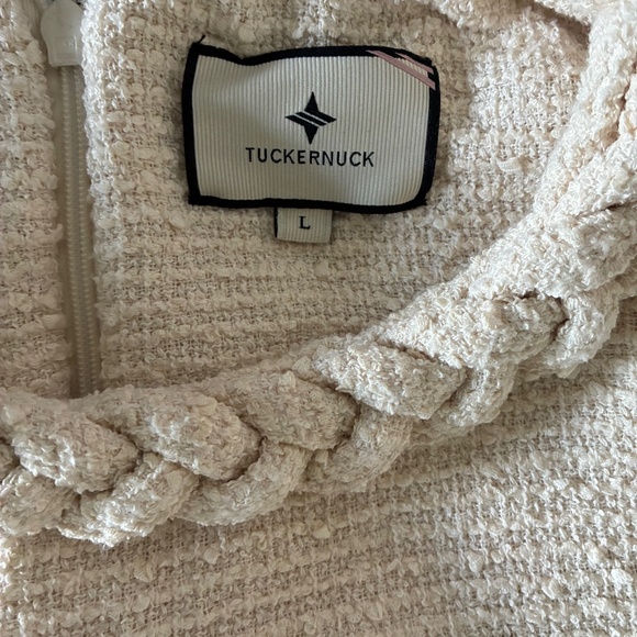 Tuckernuck Jackie shift dress in cream tweed boule L - Picture 10 of 12